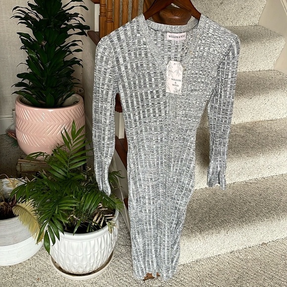 NWT Willow & Wind Gray Ribbed Dress - Picture 1 of 9